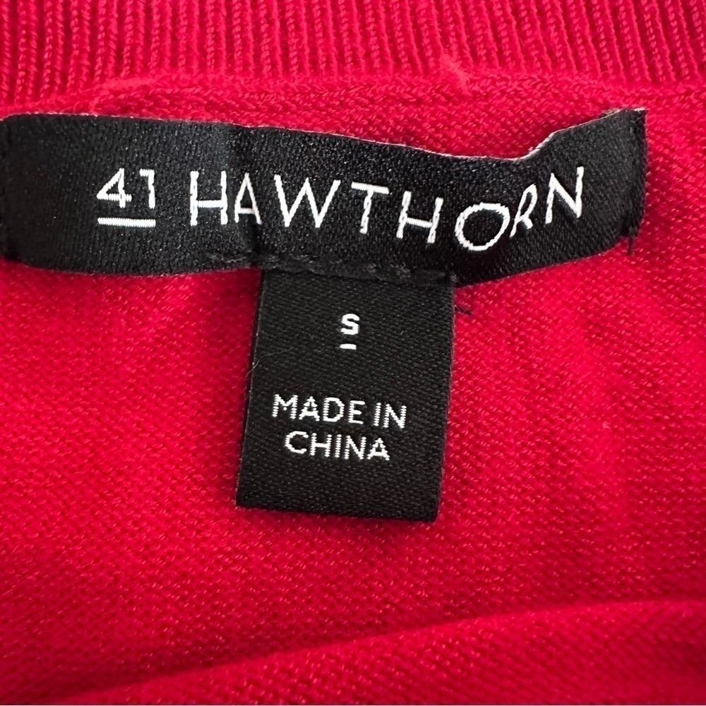 41 Hawthorn Womens Red Pleated Bell Sleeve Boat Neck Pullover Sweater Small - Picture 3 of 8